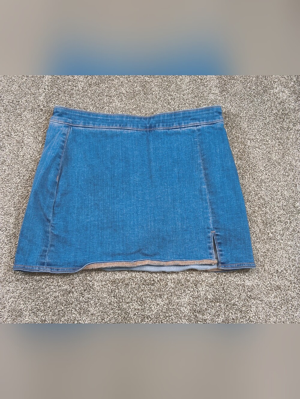 American Eagle Denim Mini Skirt Womens Size 6 High Rise Stretch Blue Jean Slit